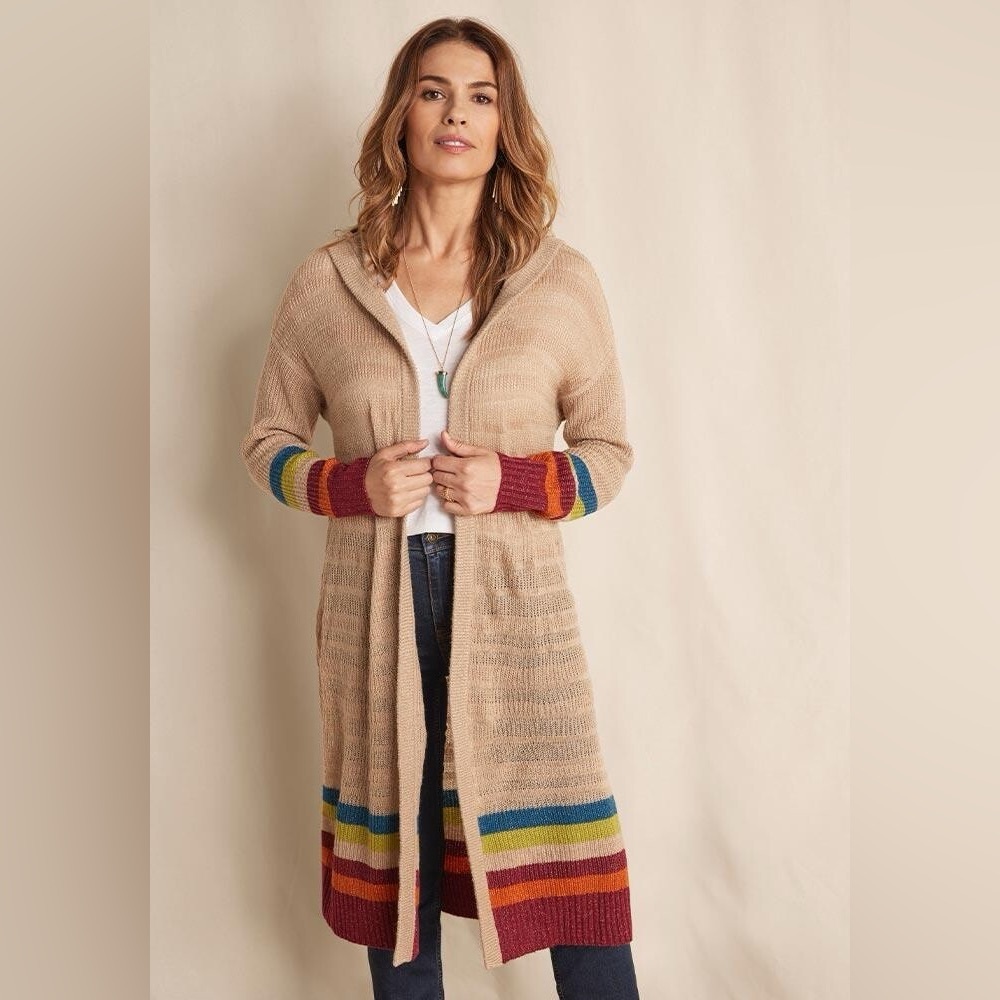 Matilda Jane Heart to Heart Stay Cozy Sweater oatmeal open-front hooded duster